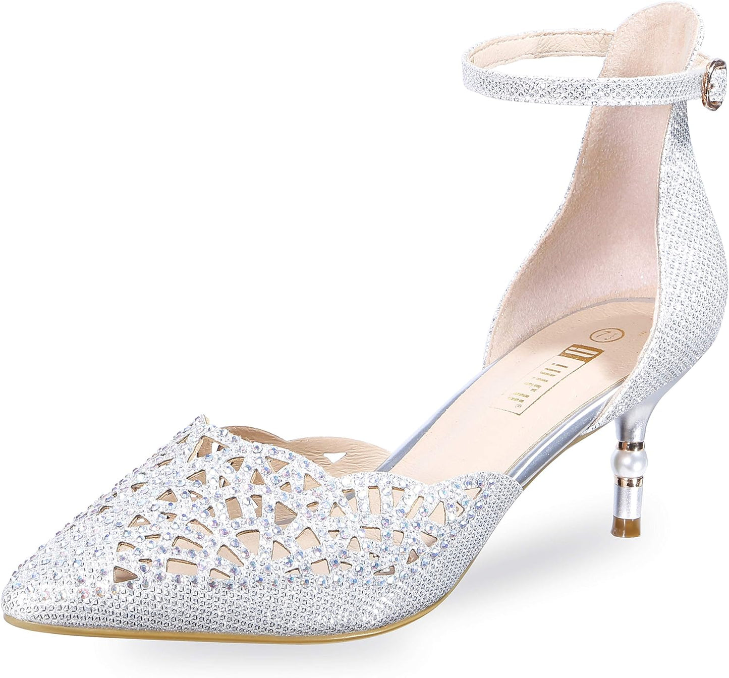 Women'S IN2 Candice Wedding Rhinestones Sequins Low Kitten Heels Pumps Dress Evening Shoes for Women Bridal Bride