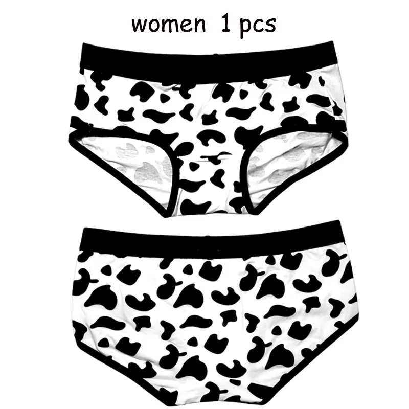 Sexy Cow Pattern Couple Panties Men Underwear Boxers Sexy Underpant Cotton Male Panties Shorts Cartoon Underwear Women Lingerie