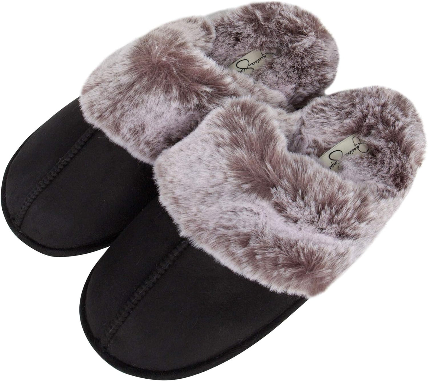 Women'S Comfy Faux Fur House Slipper Scuff Memory Foam Slip on Anti-Skid Sole