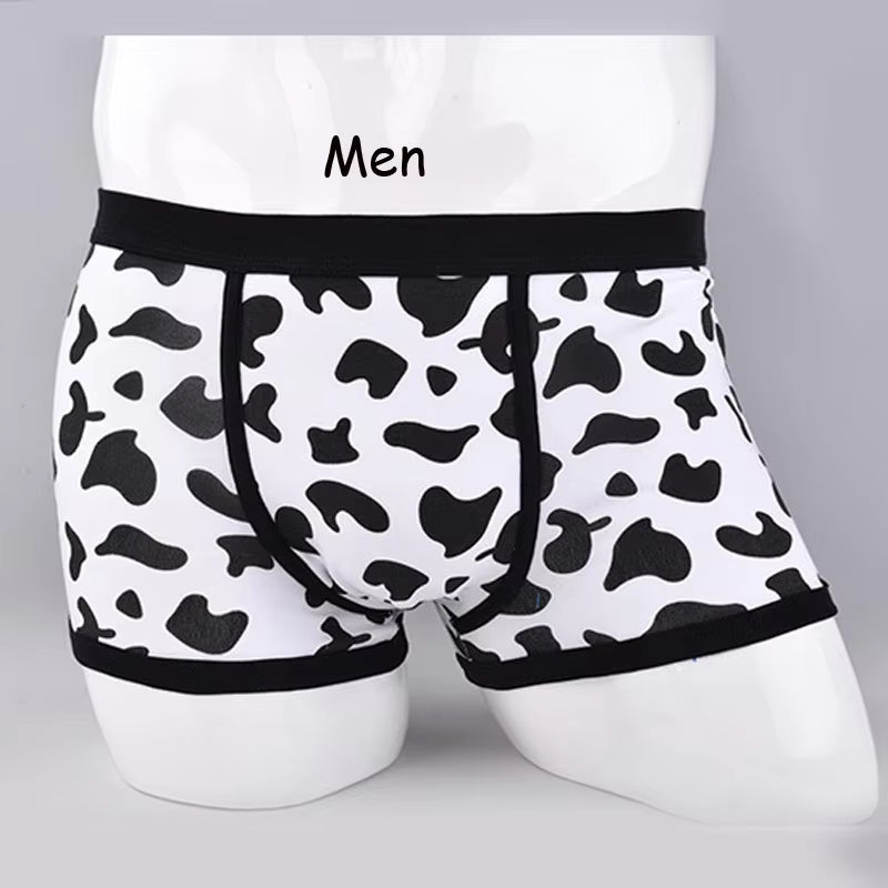 Sexy Cow Pattern Couple Panties Men Underwear Boxers Sexy Underpant Cotton Male Panties Shorts Cartoon Underwear Women Lingerie