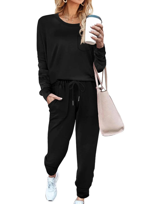 Lounge Loose Jogger Sets Pockets Sweatsuits for Women M