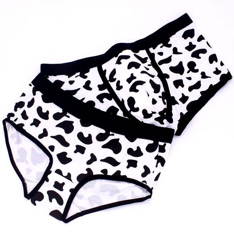 Sexy Cow Pattern Couple Panties Men Underwear Boxers Sexy Underpant Cotton Male Panties Shorts Cartoon Underwear Women Lingerie