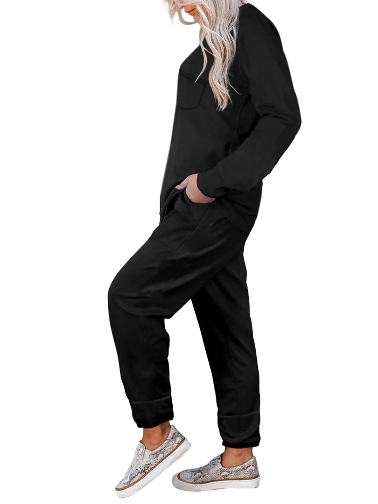 Lounge Loose Jogger Sets Pockets Sweatsuits for Women M