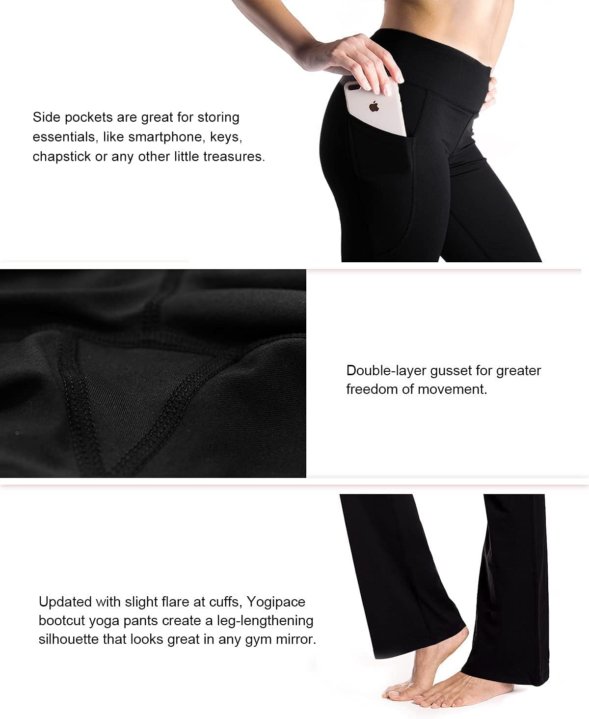 ,27"/29"/31"/33"/35"/37",Women'S Bootcut Yoga Pants Workout Pants Side Pockets