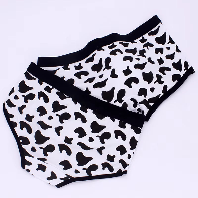 Sexy Cow Pattern Couple Panties Men Underwear Boxers Sexy Underpant Cotton Male Panties Shorts Cartoon Underwear Women Lingerie